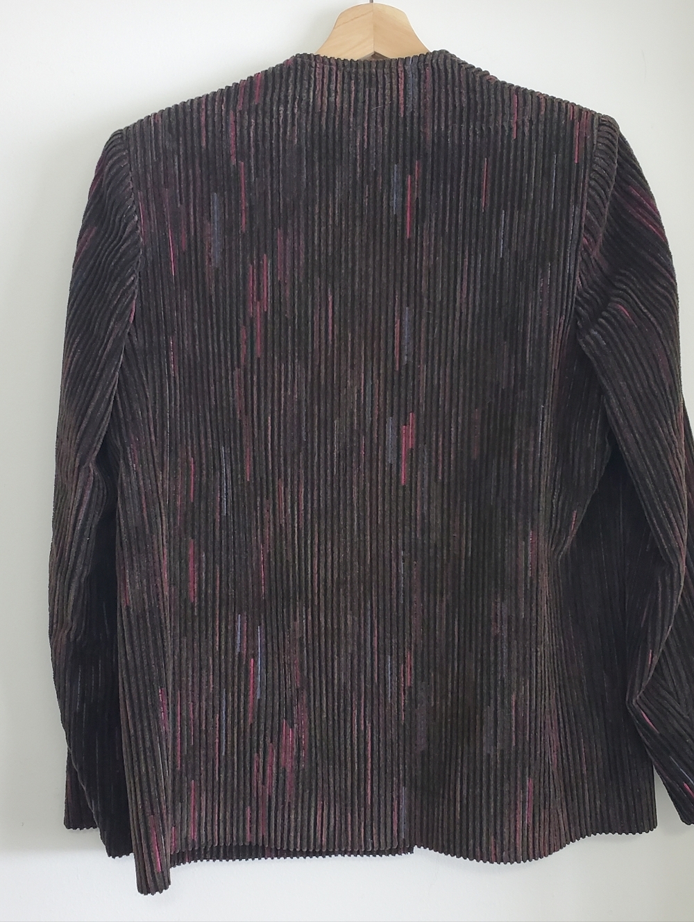 Vintage 60s Large Cord Suit Jacket Brian Tucker Dublin Black Coat Pink Stripes - Picture 6 of 16